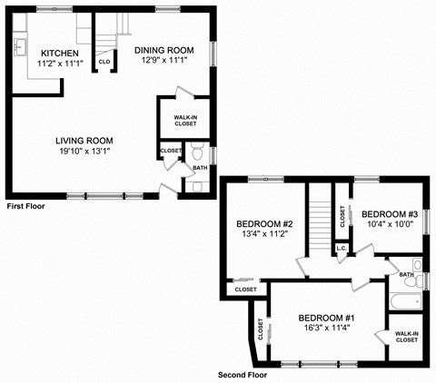 Floor plan for 3 beds, 1.5 baths, 1484 sqft